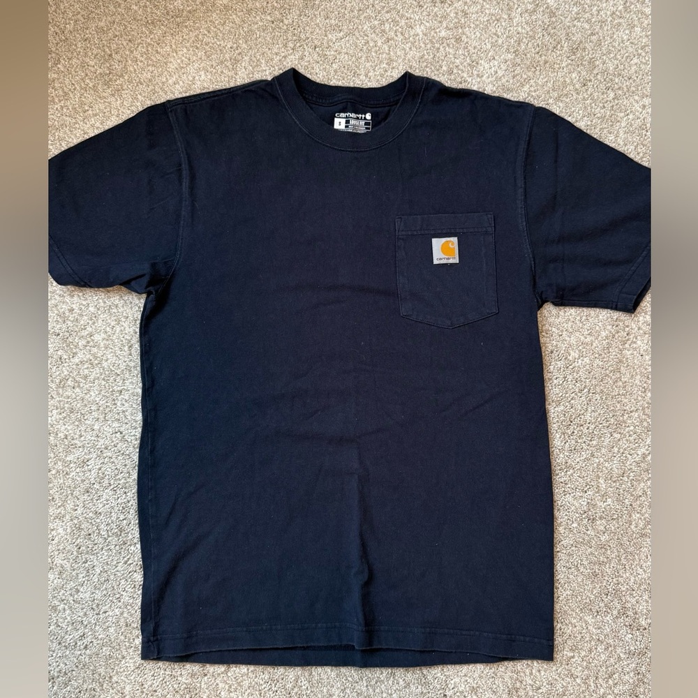 Carhartt Black Short-Sleeve Pocket Tee with Logo Patch, S